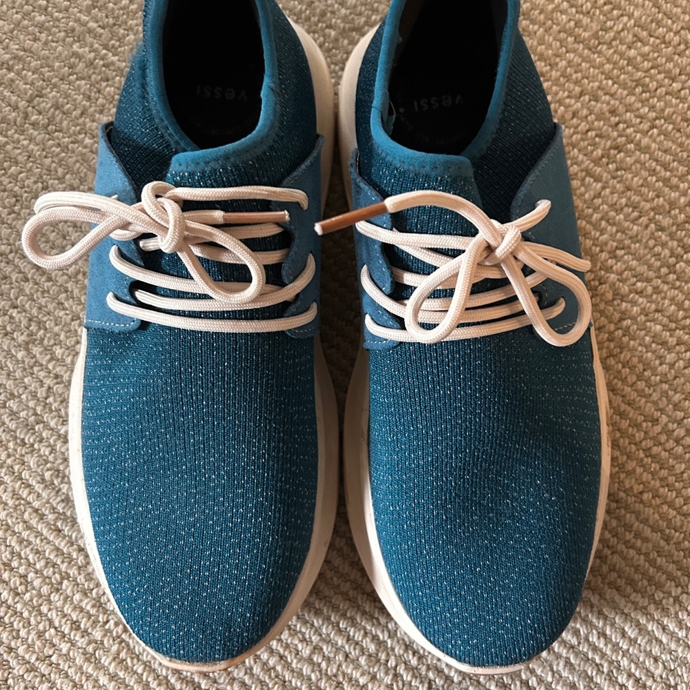 Vessi Teal Sneakers with Cream Soles and Laces